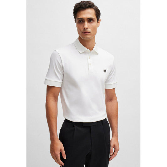 Hugo Boss Men's Parris 01 Metal Logo Polo Shirt, White