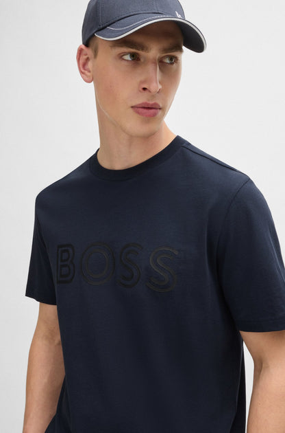 Hugo Boss Men's Tee 1 Outline Logo T-Shirt, Blueberry Blue