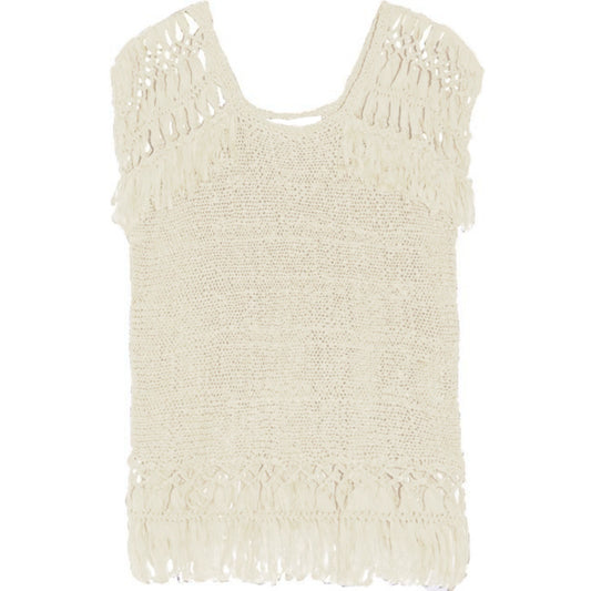 Jonathon Simkhai White Fringe Top L