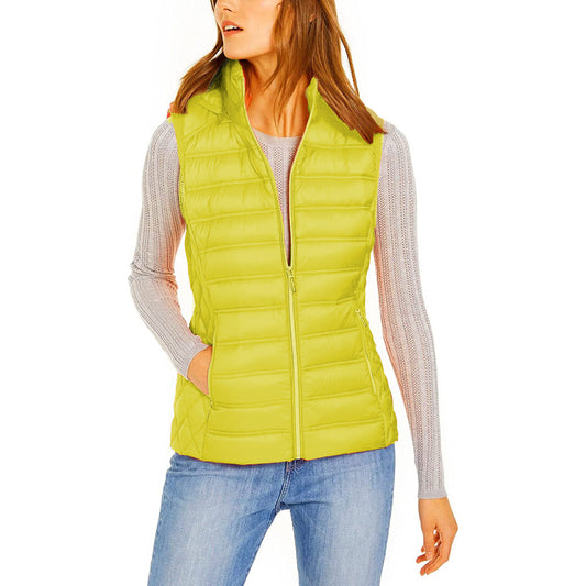 New Michael Michael Kors Women's Limeade Bright Yellow Down Puffer Vest Outerwear