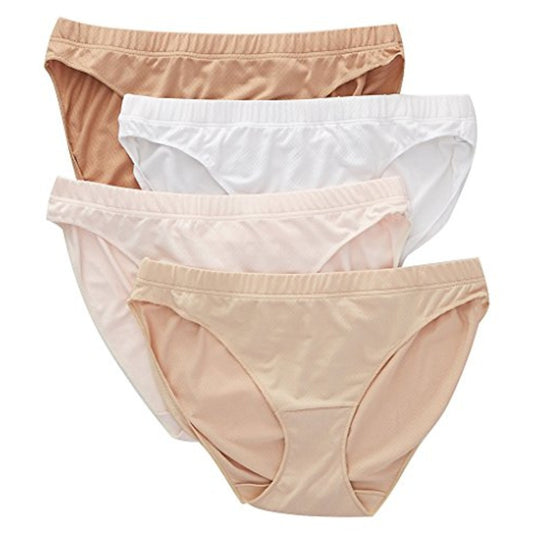 Hanes Women's Ultra Light Breathable Bikini Panty - 4 Pack 42ULBK White/Taupe/Deep Glow/Light Buff