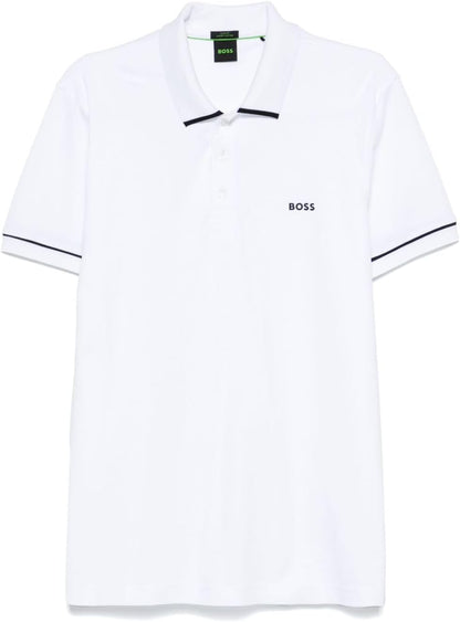 Hugo Boss Men's Paule Slim Fit Polo w/ Black Trims, White