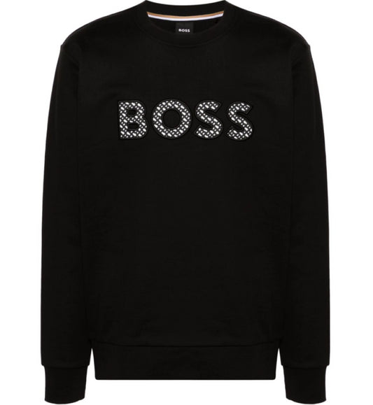 Hugo Boss Men's Soleri Monogram Crew Neck Sweatshirt, Black