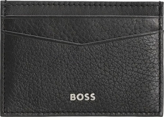 Hugo Boss Men's Crosstown Pebbled Leather Card Case w/ Money Clip, Black