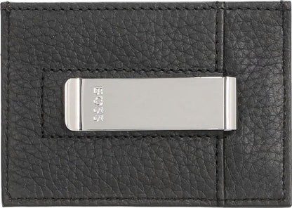 Hugo Boss Men's Crosstown Pebbled Leather Card Case w/ Money Clip, Black