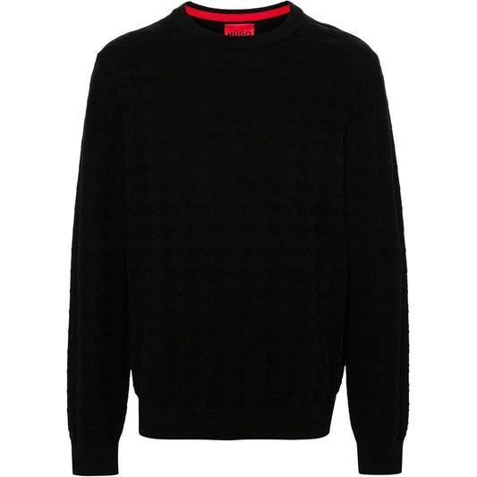 Hugo Men's Steeth Knit Cotton Pullover, Black