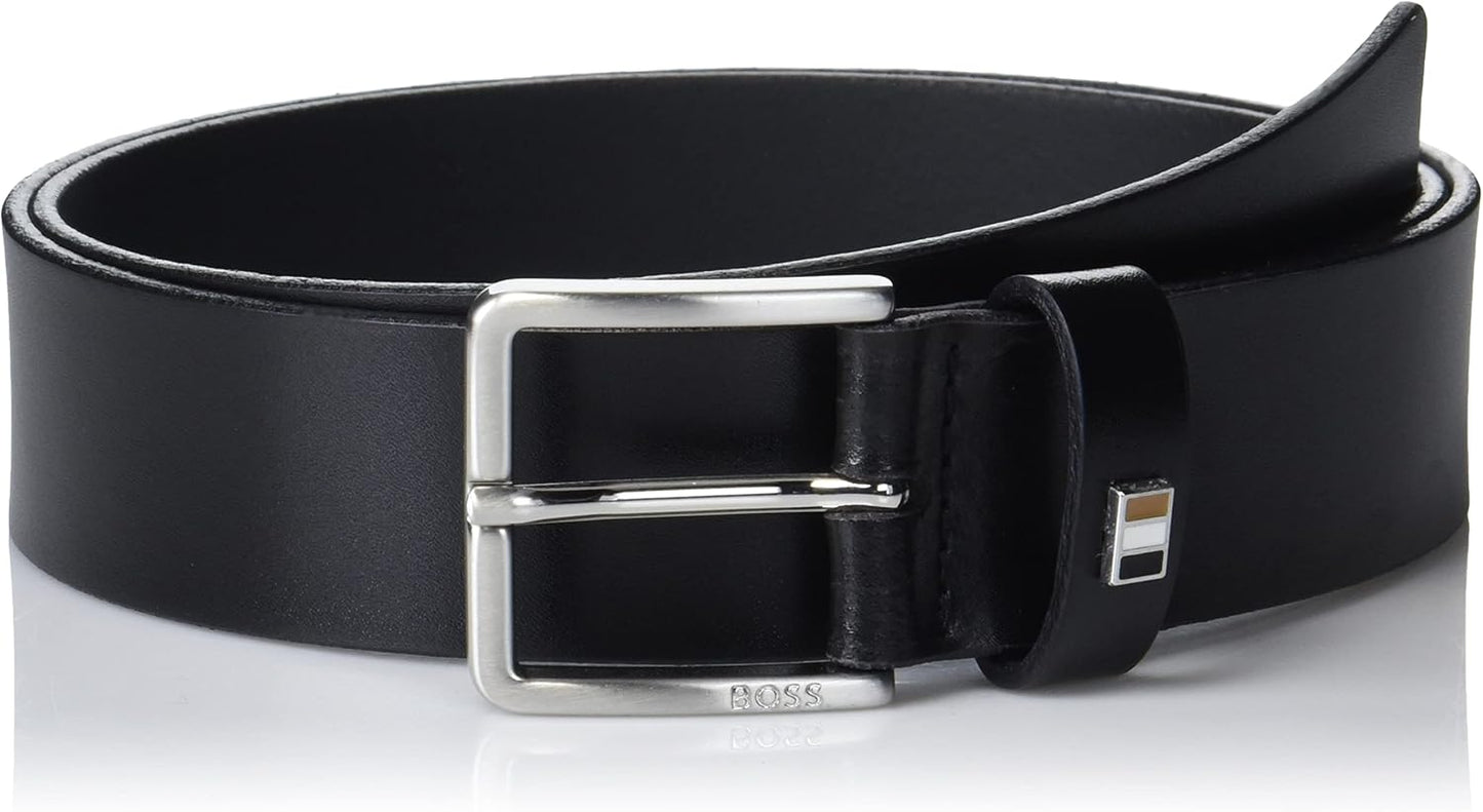 Hugo Boss Men's Ther Flag Leather Belt, Black