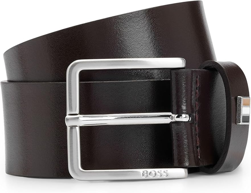 Hugo Boss Men's Ther Flag Leather Belt, Black