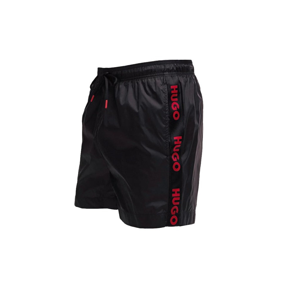 Hugo Men's Fab Logo Taping Swim Trunks, Black