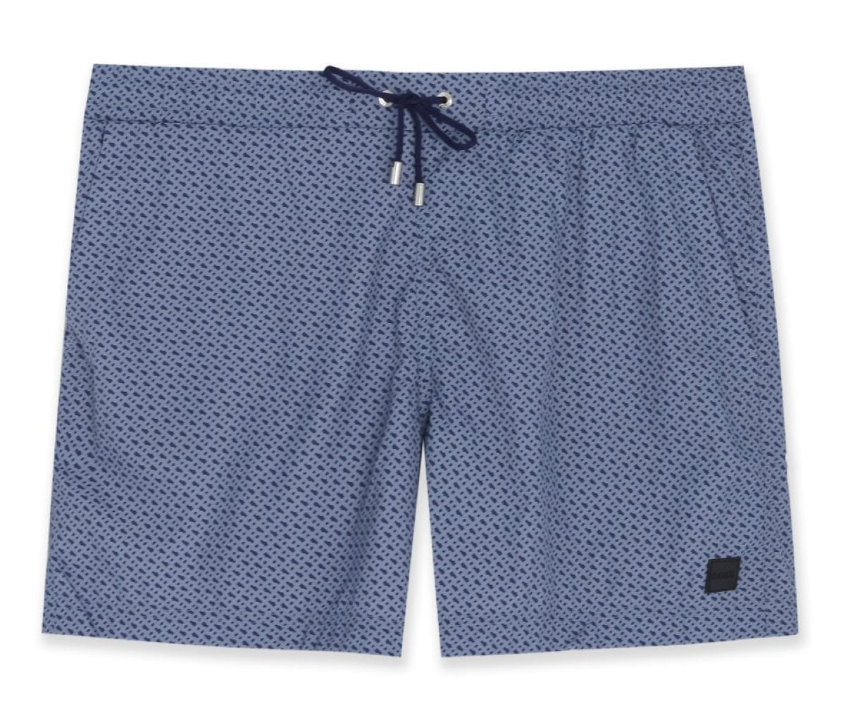 Hugo Boss Men's Ciro All-Over Logo Swim Trunks, Navy