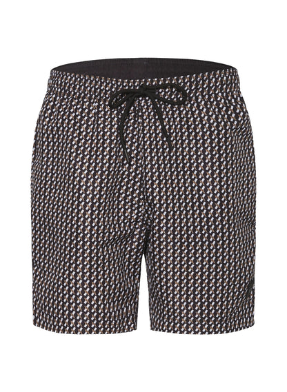 Hugo Boss Men's Vibe All Over Print Swim Trunks, Black