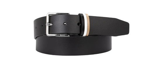 Hugo Boss Men's Ther Loop Stripe Logo Belt, Black