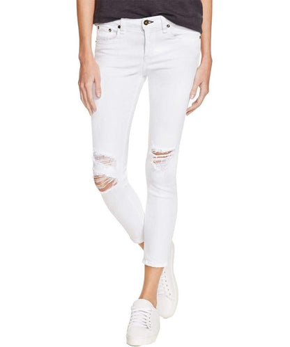 rag & bone Bright White Capri Jeans With Holes