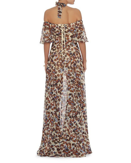 Derek Lam Women's Exposed Shoulder Halter Neck Gown Multi