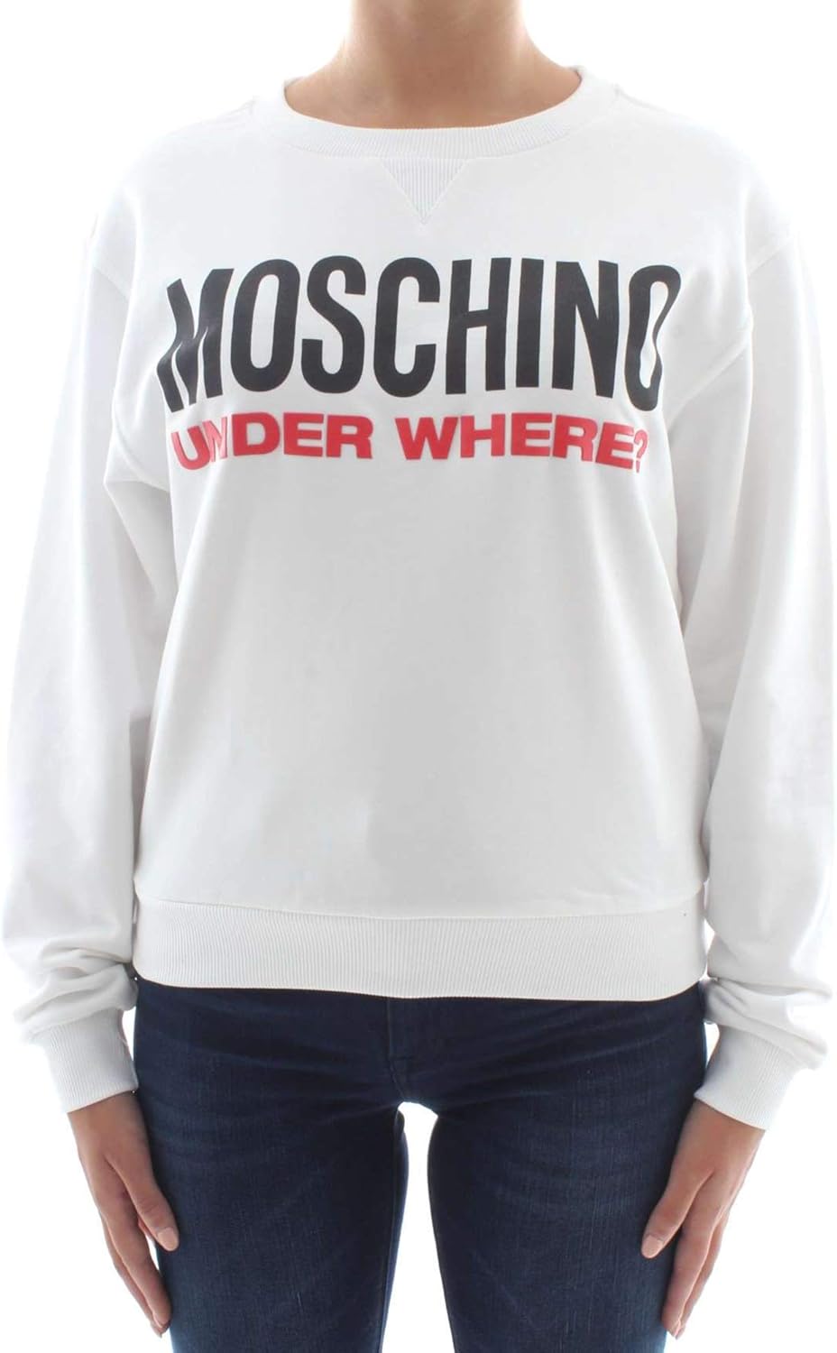 MOSCHINO Underwear Women's Logo Fleece Cotton Sweatshirt, White