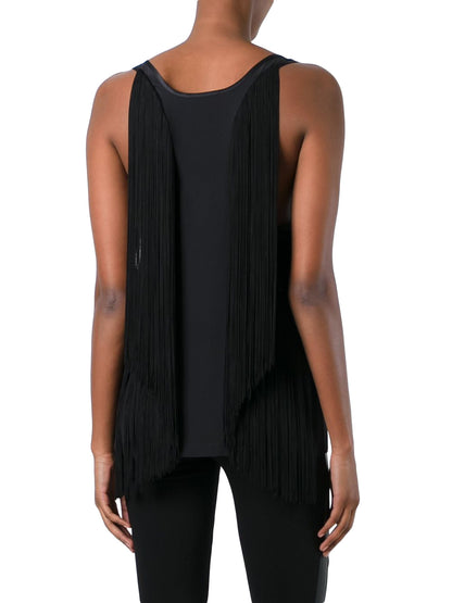 Barbara Bui Women's Silk Fringe Top, Black