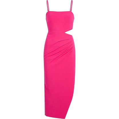 New LIKELY Women's ZELDANA Dress Fuschia Bright Pink Midi Sheath with Slit