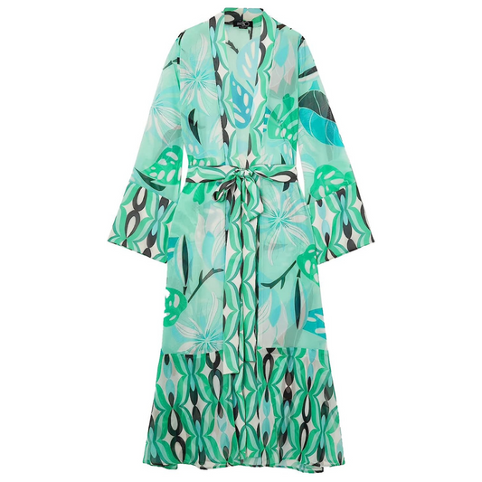 PatBO Women's Piscine Blue Twist Belted Beach Robe Cover Up