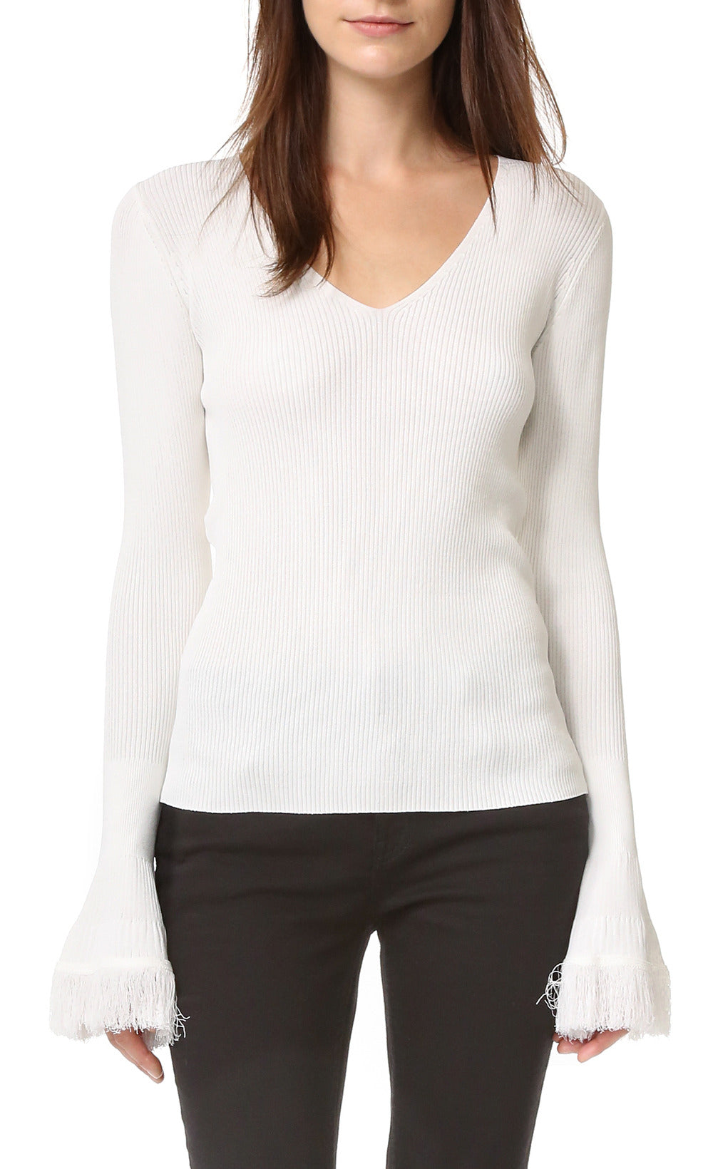 Derek Lam 10 Crosby V-Neck Ribbed Sweater