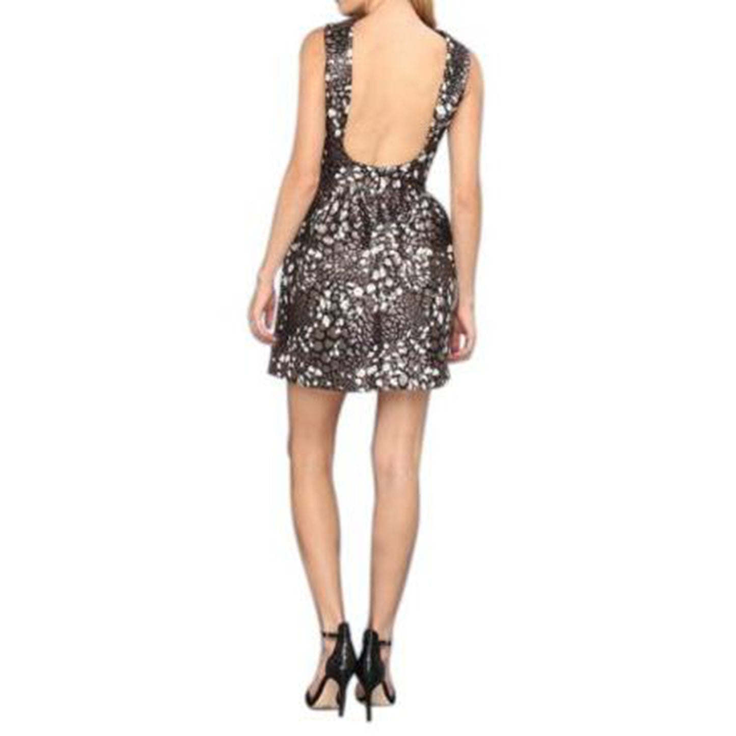 MARK + JAMES And BADGLEY MISCHKA Gold Jacquard Sleeveless Halter Dress