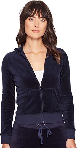 Juicy Couture Black Label Women's Velour Fairfax Fitted Jacket Navy Blue