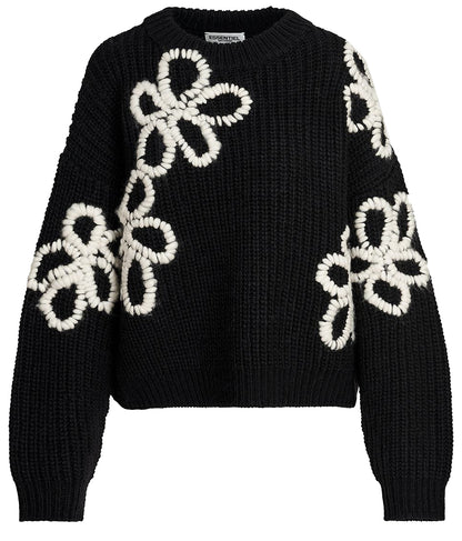 Essentiel Antwerp Eschew Embroidered Pullover Sweater Combo1 Black