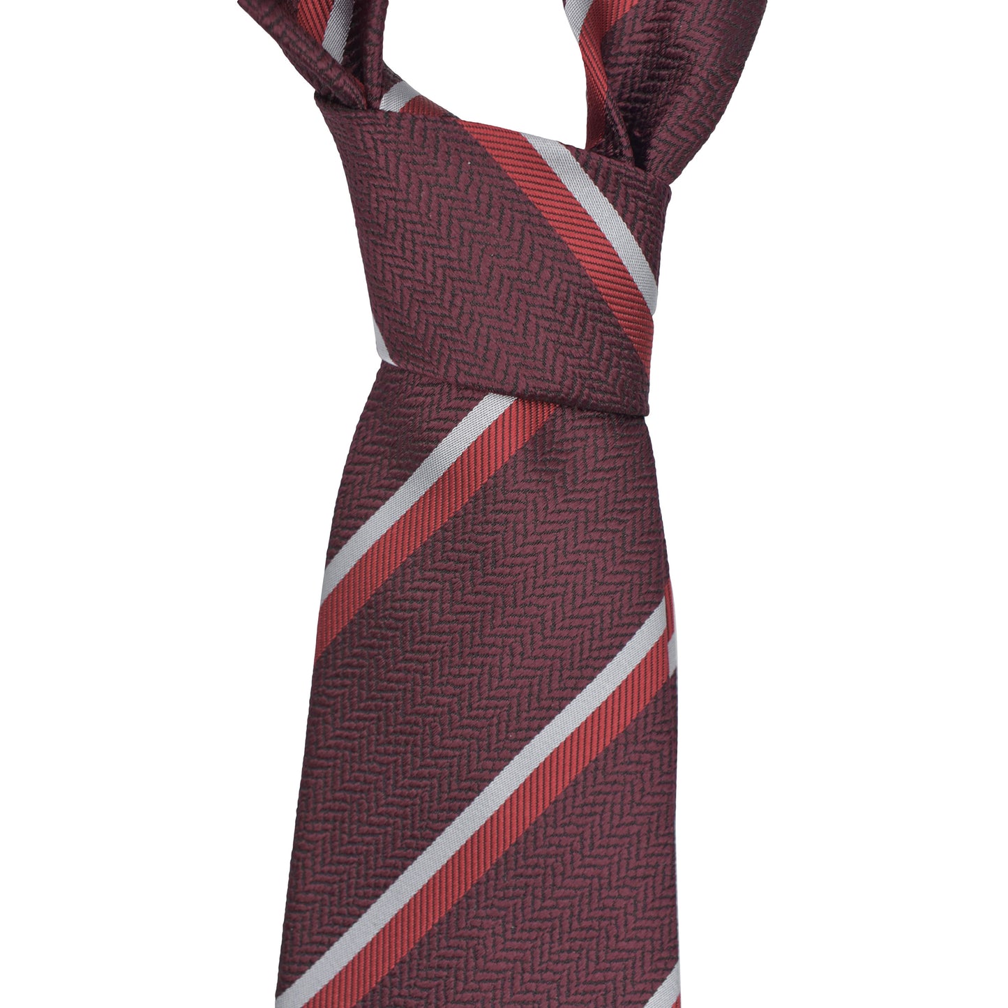 Ermenegildo Zegna Men's Burgundy Striped Silk Tie OS