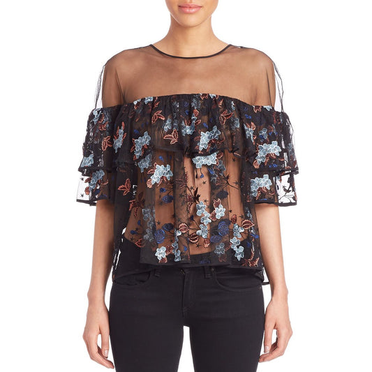 Cinq A Sept Women's Korus Caspian Ruffle Sheer Top