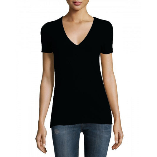 James Perse Women's Black V-Neck Short Sleeve T-Shirt