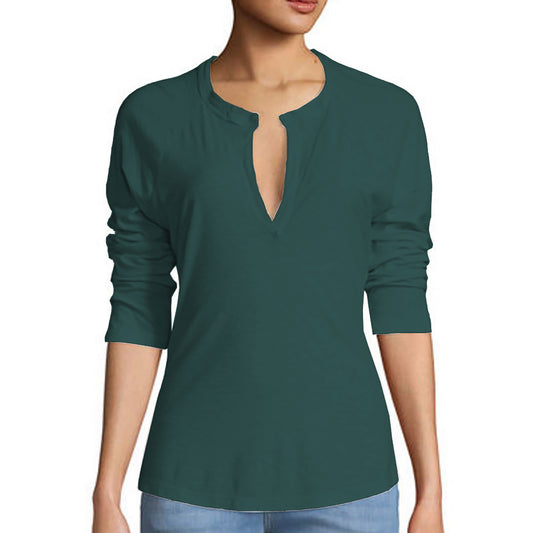 James Perse Turquoise Split Neck Raglan T-Shirt