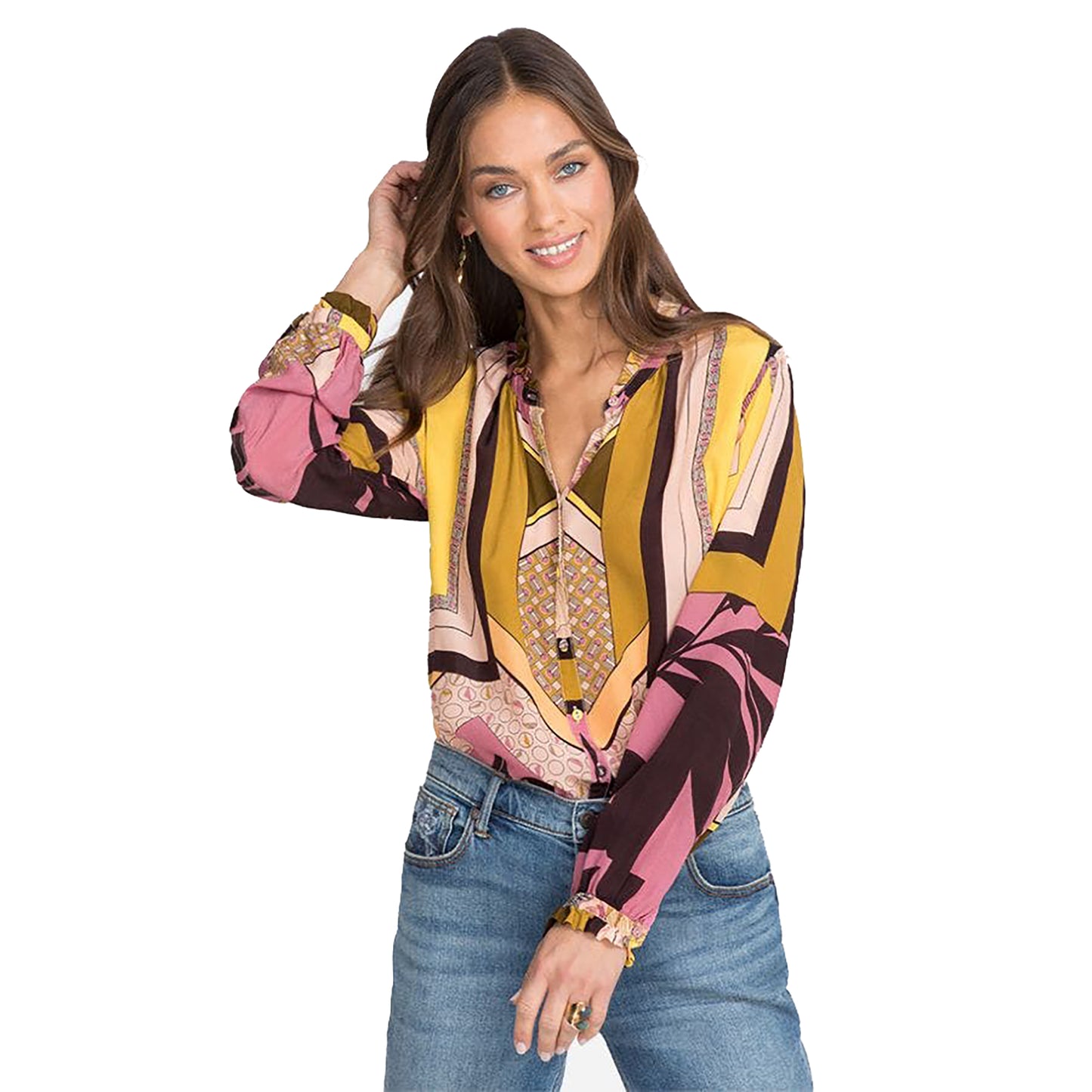 Johnny Was Women's Anabel Silk Blouse Top Multi Color