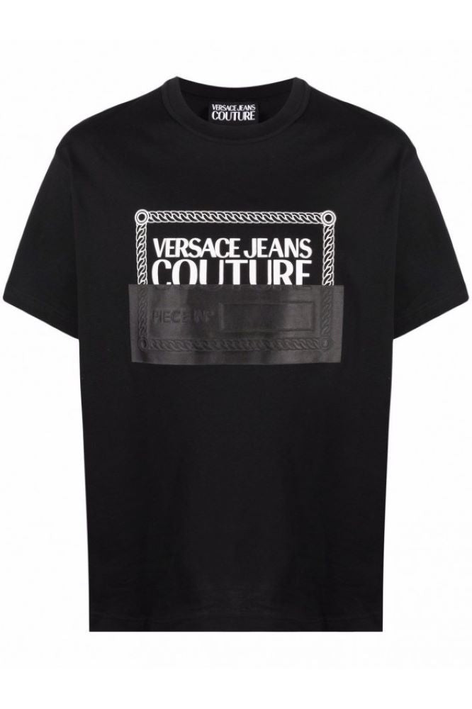 Versace Jeans Couture Men's White Black Logo Short Sleeve Crew Neck T-Shirt