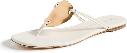 Tory Burch Women's Patos Sandals, New Ivory, Off White, Gold
