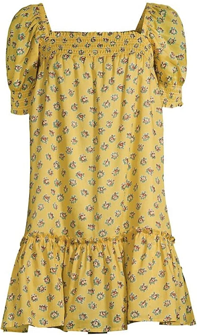 Tory Burch Women's Smocked Mini Dress, Yellow Garden Rose