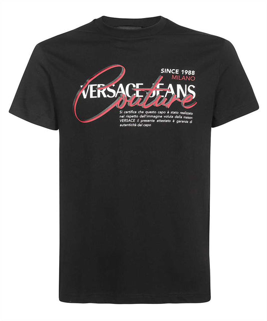 Versace Jeans Couture Cotton Printed Legacy Logo Black T-Shirt