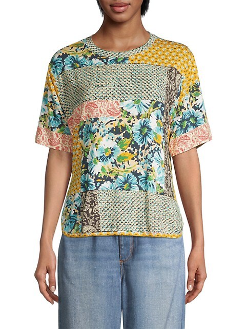 Johnny Was Women's Short Sleeve Bamboo Knit TEE, Multi Paisley