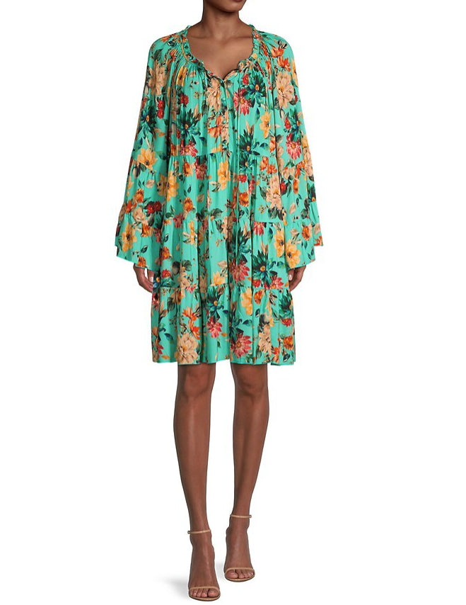 Johnny Was Women Tulum Relaxed Floral Tiered Mini Dress Multicolor