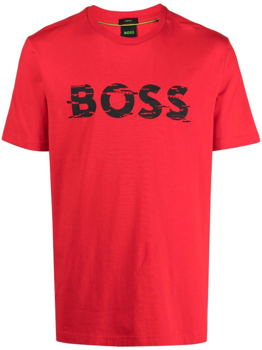 Hugo Boss Men Tee Short Sleeve Crew Neck T-Shirt Bright Red