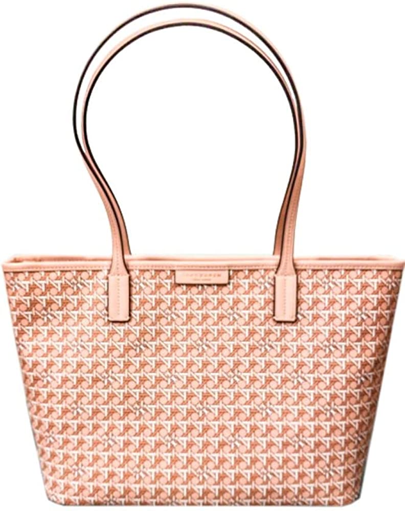 Tory Burch Hb Small Coated Canvas Zip Tote Winter Peach OS