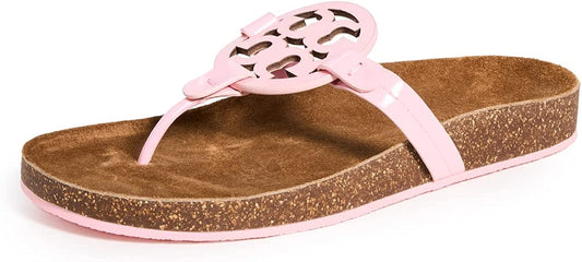 Tory Burch Women's Petunia Pink Leather Miller Cloud Sandals Slides