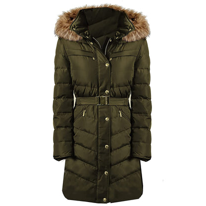 Michael Kors Women's Dark Moss Belted 3/4 Belted Puffer Coat