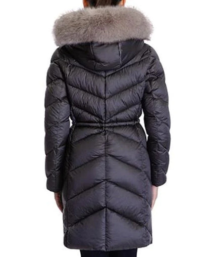 Michael Michael Kors Women's Black Lightweight 3/4 Hooded Puffer Coat