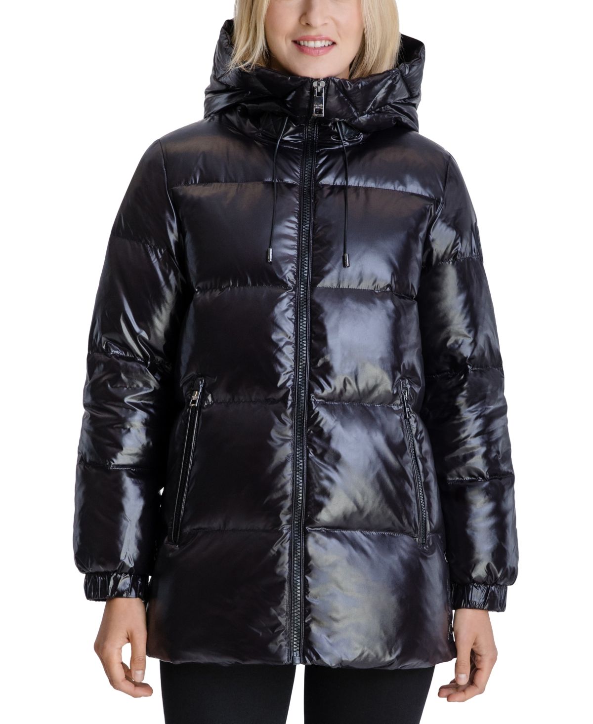 Michael Michael Kors Women's Black Down Shiny Hooded Puffer Coat