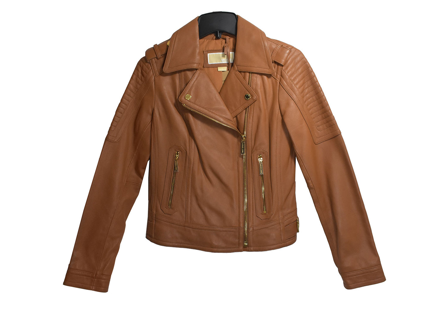 MICHAEL Michael Kors Luggage Leather Moto Jacket