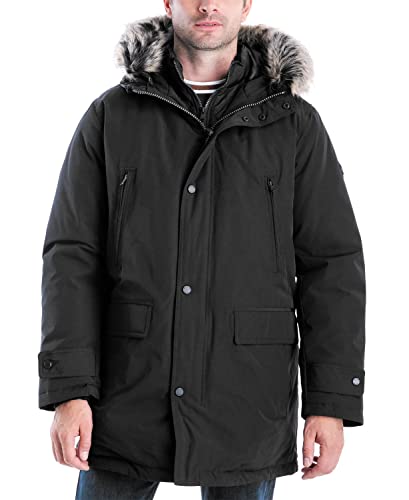 Michael Kors Men MMK791896 Heavyweight Hooded Snorkel Parka Coat With Bib Black