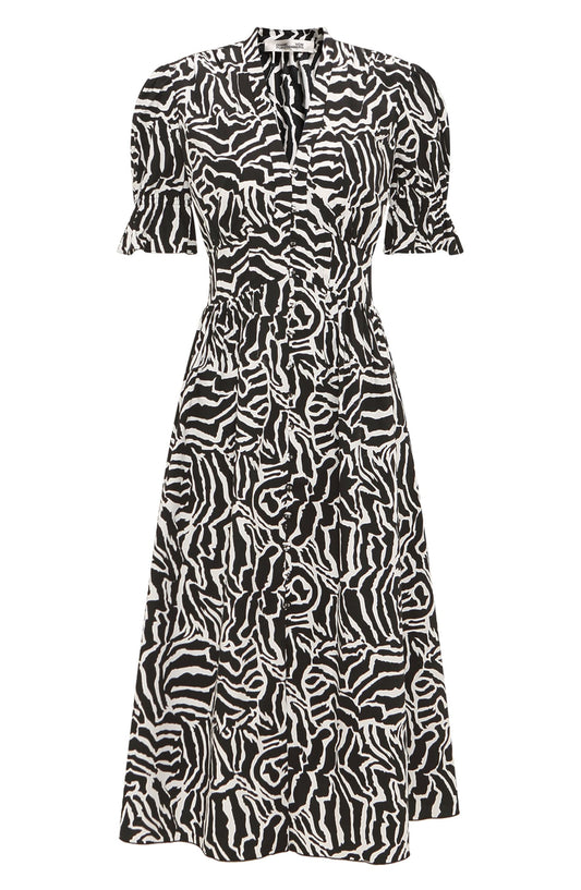 Diane Von Furstenberg Dvf Women Erica Midi Dress March Tiger Black