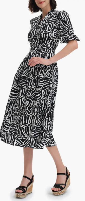 Diane Von Furstenberg Dvf Women Erica Midi Dress March Tiger Black