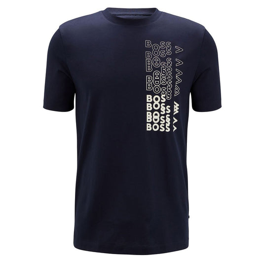 Hugo Boss Men's Navy Blue Tiburt Short Sleeve Logo Crew Neck T-Shirt