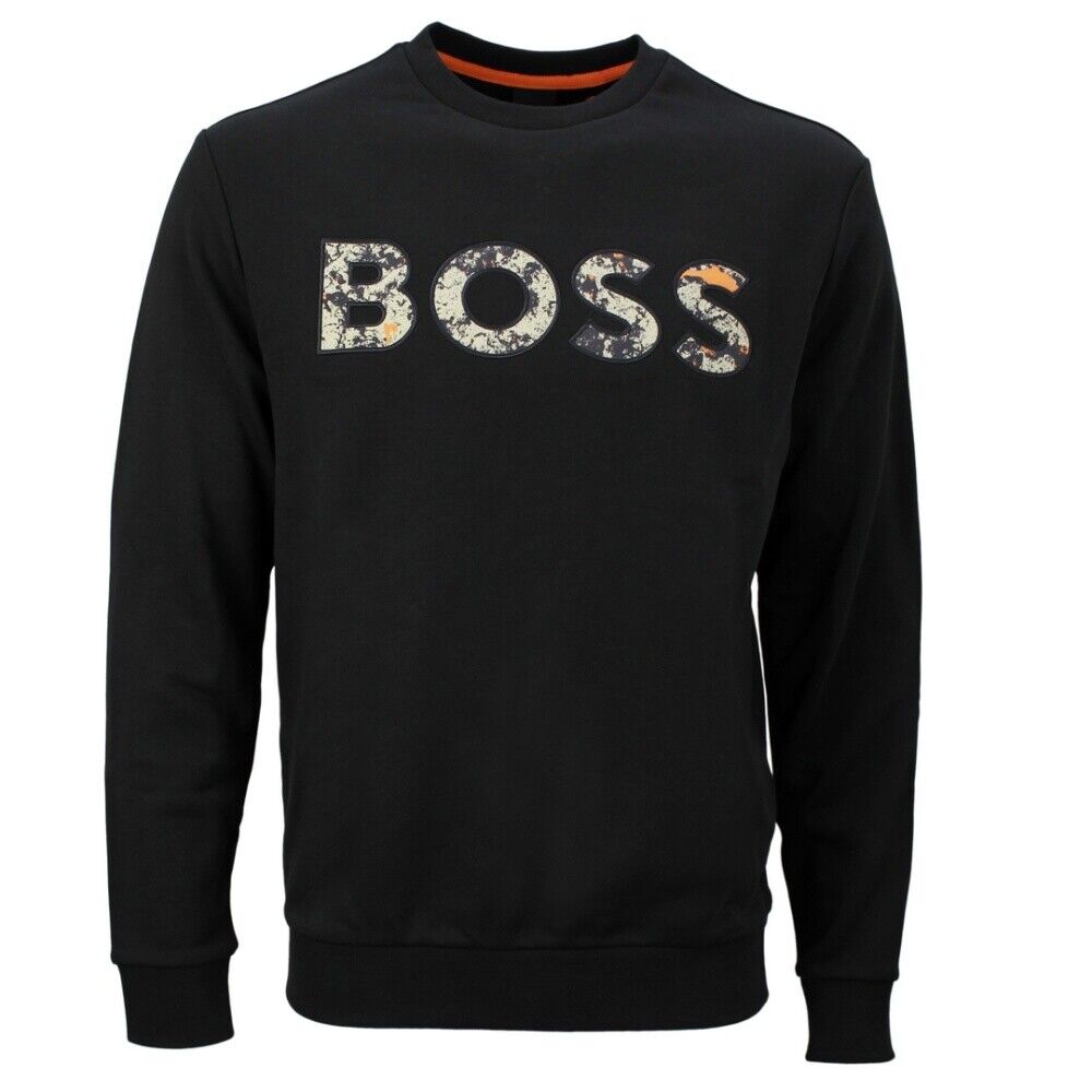 Hugo Boss Men's Weboss Black Sweatshirt with Camo Logo