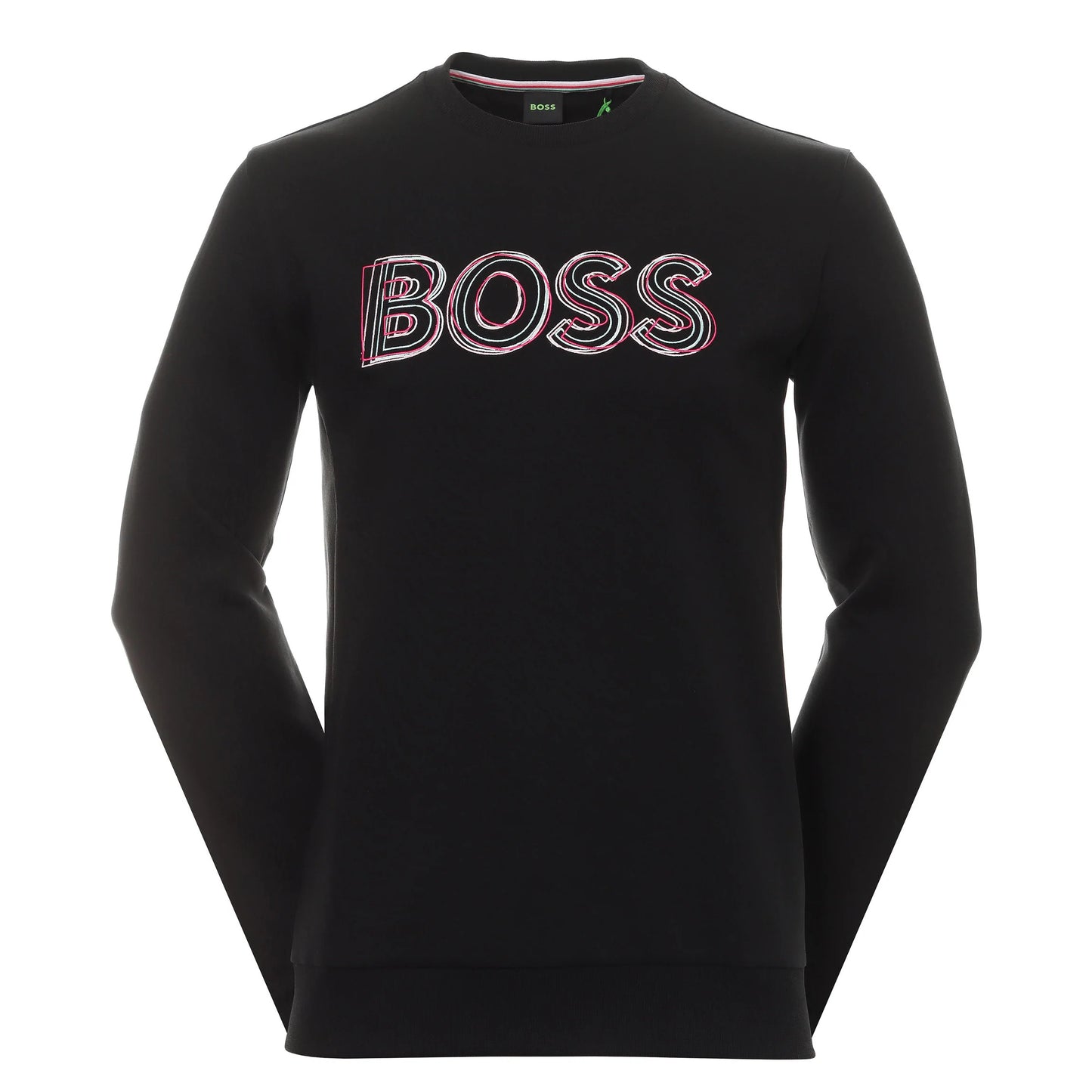 Hugo Boss Men's Salbo 1 Black Cotton Logo Crew Neck Sweatshirt Top